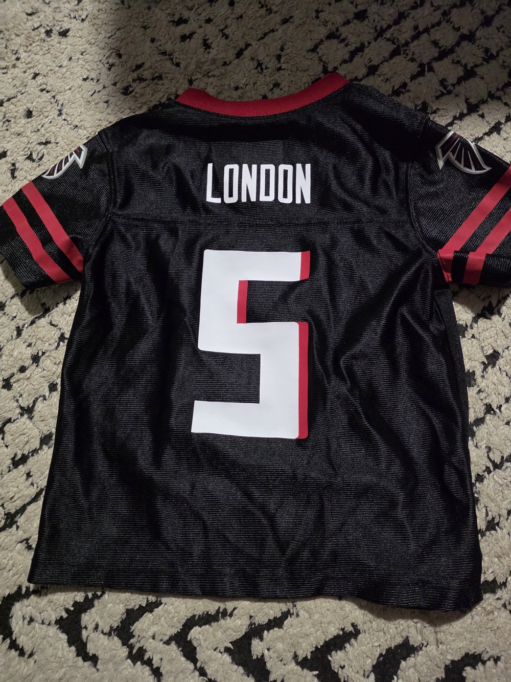 NFL Kids Black and Red 'London' Jersey with White Number 5